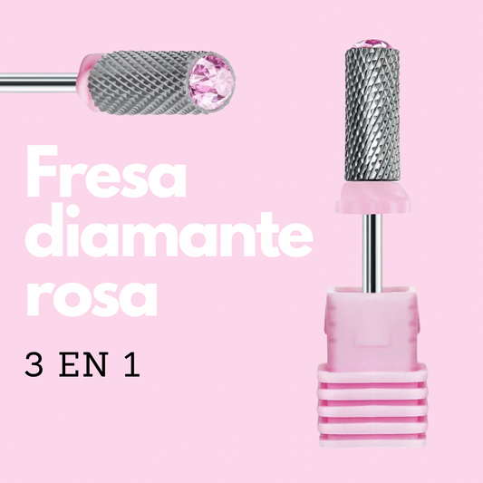 Fresa diamante rosa 3en1
